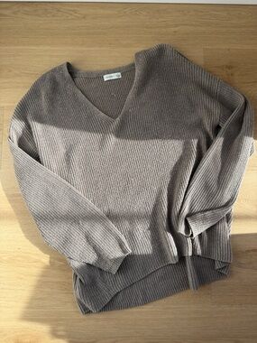 Gentle Fawn Taupe Ribbed V-Neck Sweater